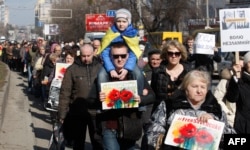 Акция в поддержку Надежды Савченко в Киеве, 8 марта 2016 года