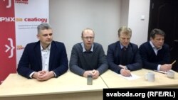 Зьлева направа: Юрась Губарэвіч, Ігар Барысаў, Віталь Рымашэўскі і Мікалай Казлоў
