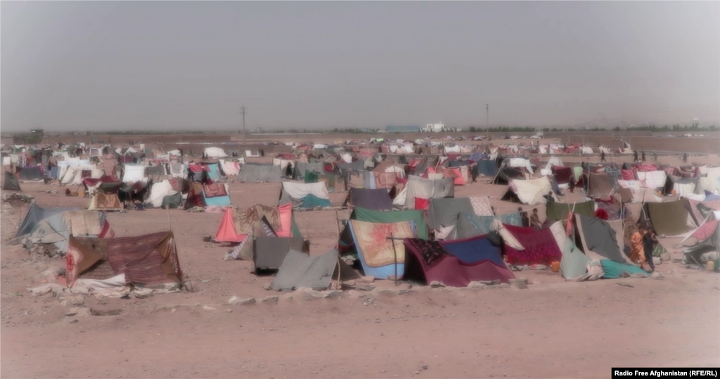 Internally displaced persons mainly from Badghis, Faryab, and Ghor provinces live in tents in Dasht-e Shaidayee