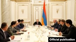 Armenia -- Prime Minister Nikol Pashinian meets with senior law-enforcement officials, Yerevan, February 26, 2020.