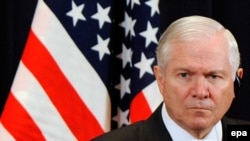 U.S. Secretary of Defense Robert Gates at a press conference in Tokyo on October 21.