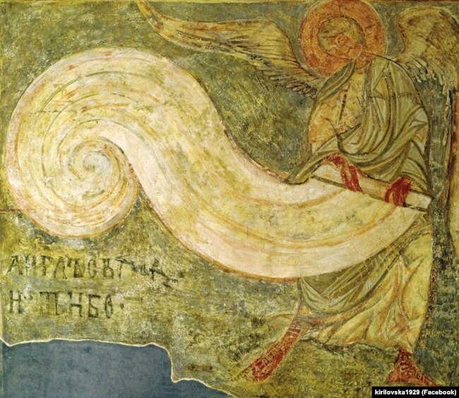 Кирилівська церква, «Янгол, який звиває небо», фреска ХІІ століття