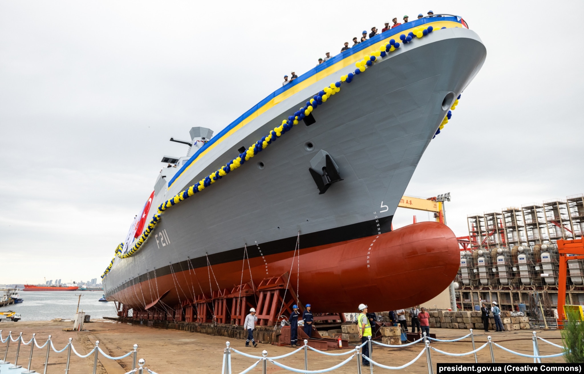 Ukrainian corvette Hetman Ivan Mazepa on the day of its launch in Istanbul in October 2022