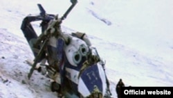 The wrecked helicopter photographed on January 12