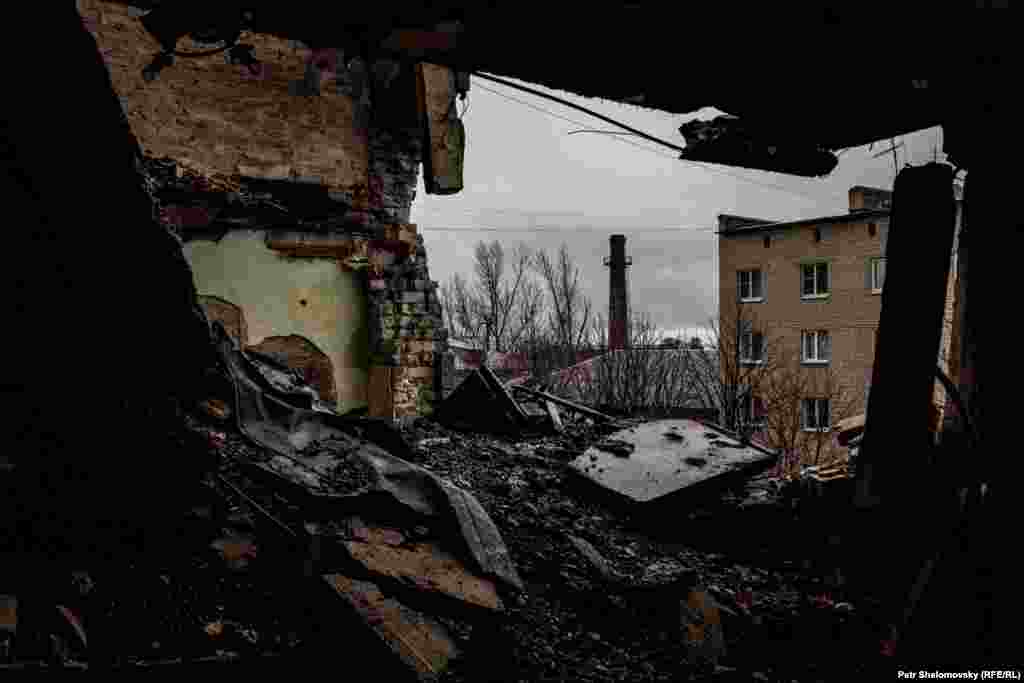 View from a shelled apartment in Debaltseve