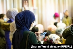 A Kyrgyz woman wearing a hijab.