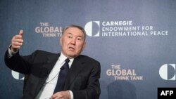 U.S. -- Kazakh President Nursultan Nazarbaev speaks about Kazakhstan's vision for a secure nuclear future on the sidelines of the Nuclear Summit in Washington, March 31, 2016