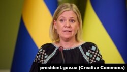 Prim-ministra suedeză Magdalena Andersson în vizită la Kiev, 4 iulie 2022