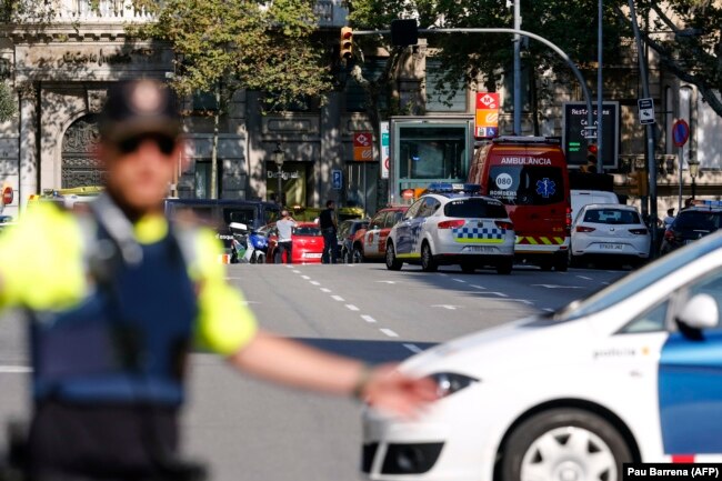 Полицейское оцепление в центре Барселоны