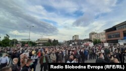 Фотографија од протестот против покачување на цената на струјата одржан во Тетово на 6 август 2020.