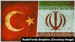 Прапори Туреччини (л) та Ірану