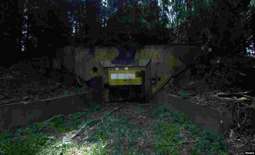 The entrance to the secret bunker, hidden in the forest near the town of Misov, southwest of Prague