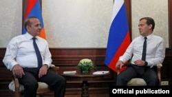 Russia - Prime Minister Dmitry Medvedev meets with his Armenian counterpart Hovik Abrahamian in Sochi, 11Jul2014.