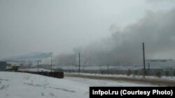 Пожар на мусорном полигоне под Улан-Удэ
