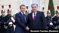 Эмманюэль Макрон и Эмомали Рахмон, Париж, 8 ноября 2019 года