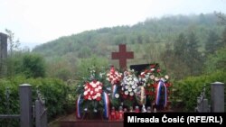 A memorial sits near the town of Trusina, site of a 1993 massacre.