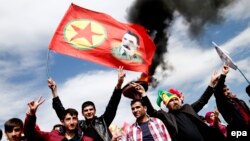 Supporters of the Kurdistan Workers Party (PKK) gather during a rally in Diyarbakir in March.