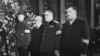 Хрущев, Булганин и Каганович на похоронах Сталина
