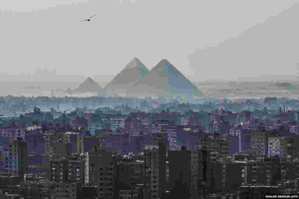 A view of the Pyramids of Giza on the southwestern outskirts of the Egyptian capital, Cairo, on February 28. (AFP/Khaled Desouki)