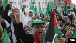 Palestine -- Hamas supporters attend a rally to mark the 22nd anniversary of the Islamist movement's founding, Gaza City, 14Dec2009