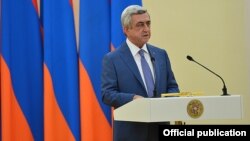 Armenia - President Serzh Sarkisian delivers a speech in Yerevan, 1Aug2016.