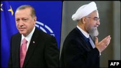 Recep Tayyip Erdogan (solda) və Hassan Rohani