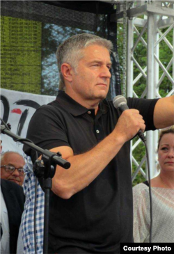 Владислав Фрасенюк під час виступу коли був активістом «Солідарності»