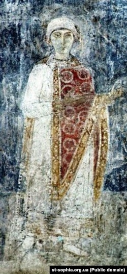 Зображення Анни Ярославни на фресці в соборі святої Софії в Києві