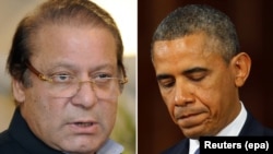 Kryeministri pakistanez, Nawaz Sharif (majtas) dhe presidenti amerikan, Barack Obama (djathtas)