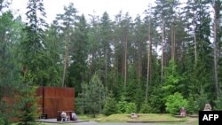 Visitors at a memorial museum to Katyn victims near Smolensk (file photo)