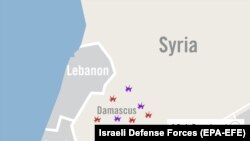  نقشه منتشر شده در روز ۳۰ دی از مواضع نیروهای ایرانی در سوریه که توسط اسرائیل هدف قرار گرفتند.
