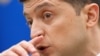 UKRAINE – Ukrainian President Volodymyr Zelensky gestures during an open-air news conference, one year after his inauguration. Kyiv, May 20, 2020