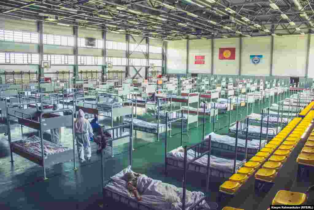 A 570-bed makeshift hospital in Kyrgyzstan&#39;s northwestern Talas region, which officially recorded its first COVID-19 cases in June.