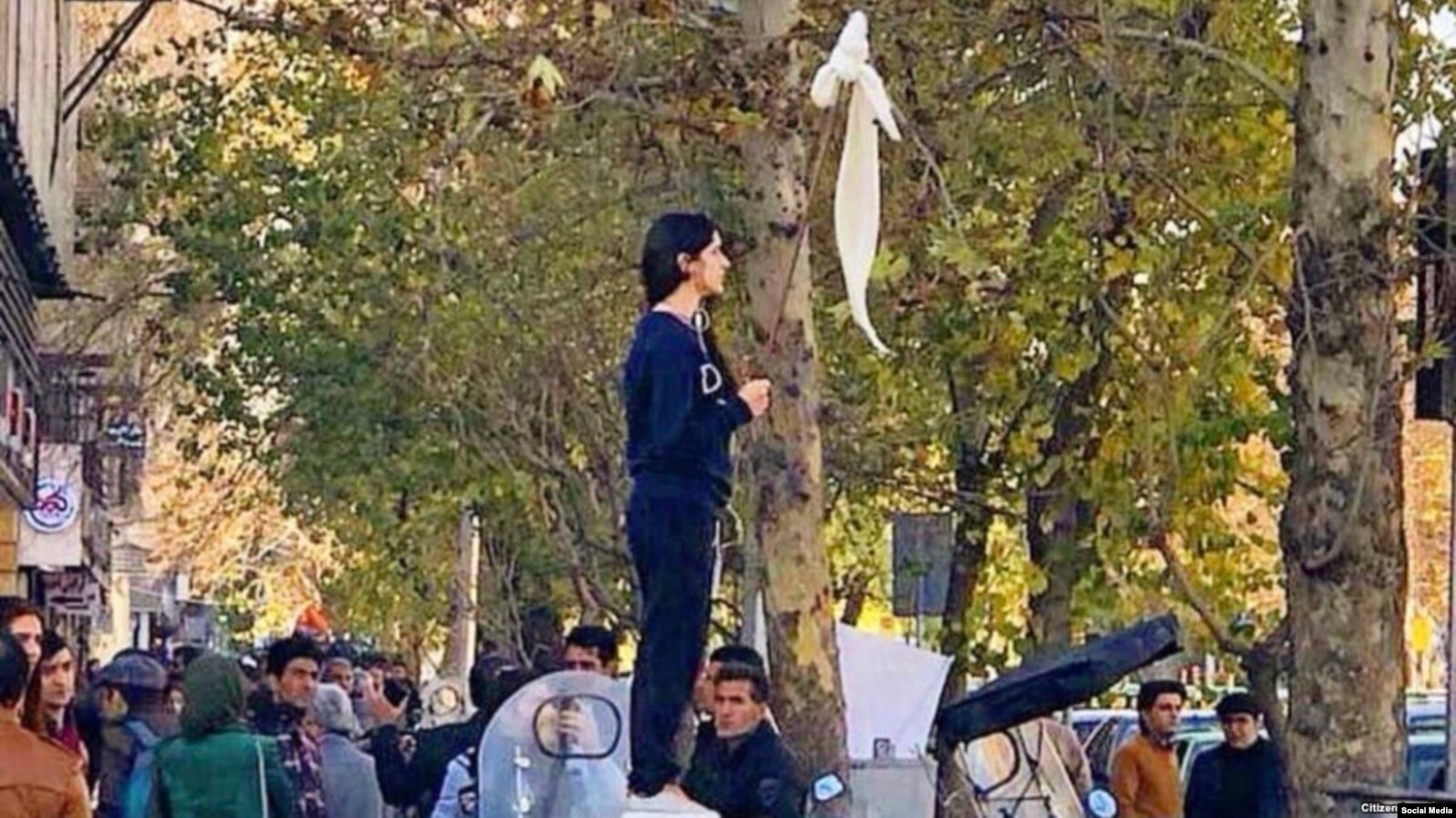 Vida Movahed, Protests Against The Compulsory Hijab On Engelab Street, Tehran-- December 27 2017