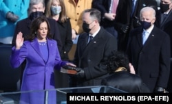 Kamala Harris, la depunerea jurământului pentru funcția de vicepreședinte al SUA.