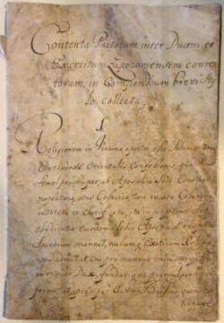 Перша сторінка Конституції Пилипа Орлика, написана латинською мовою