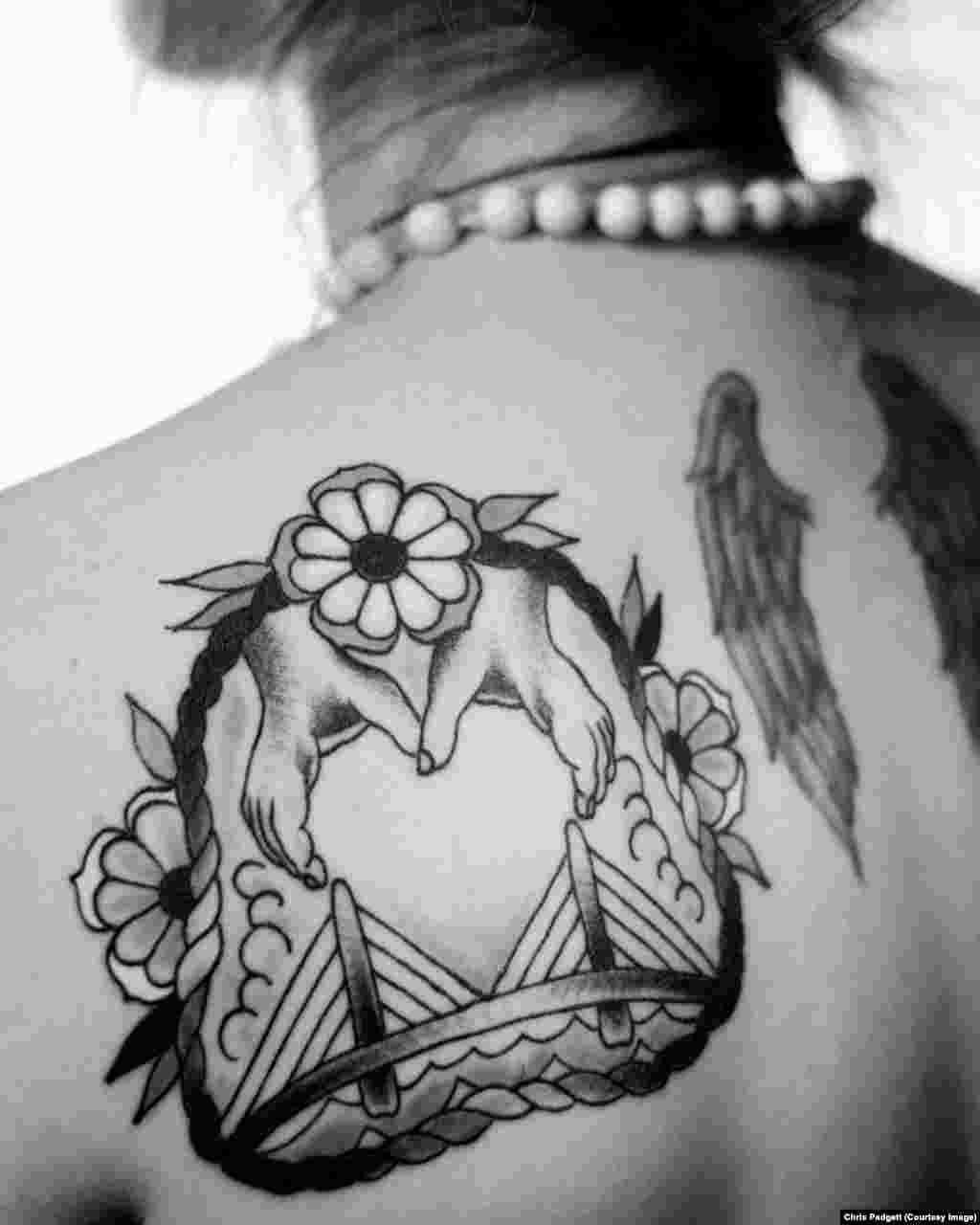 Sarah-Jean Greaves' tattoo of Boston, based on artwork by a friend