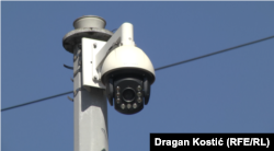 Камеры видеонаблюдения производства Huawei на улице Белграда