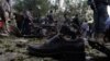 A victim's shoe lies on the ground as police secure the site of a suicide attack in Kabul last month.