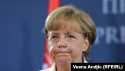 Serbia -- Serbian President Boris Tadic and German Chancellor Angela Merkel visting Belgrade, 23Aug2011