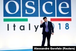 Ministrul ucrainean de externe Pavlo Klimkin astăzi la summitul OSCE din Milano, 6 dec., 2018