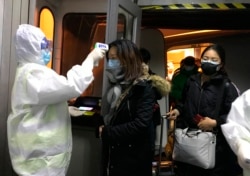 Проверка пассажиров, прибывших в аэропорт Пекина из Уханя