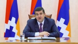 Nagorno-Karabakh -- President Ara Harutiunian airs a video address, Stepanakert, May 29, 2020.