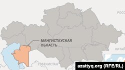Мангистауская область на карте Казахстана.