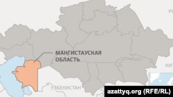 Мангистауская область на карте Казахстана.