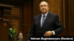 ARMENIA - Armen Sarkissian, who was elected by Armenia's parliament as the country's new president, attends a parliamentary session in Yerevan, Armenia March 2, 2018.