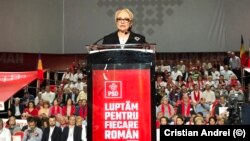 Viorica Dăncilă la un miting electoral în București