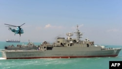 Iran's first domestically made destroyer, "Jamaran," sails in the Persian Gulf in February.