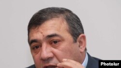 Armenia -- Ruben Hayrapetian, chairman of the Armenian Football Federation, at a news conference, 3Feb2011.