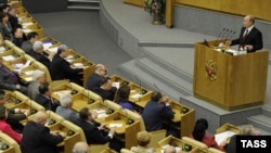 The address is the last such economic report that Prime Minister Vladimir Putin (seen here during the same event in 2010), will make before the next parliamentary and presidential elections.